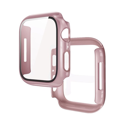 Apple Watch 7/Watch 8 45mm Hoco WS3 Shadow puzdro vstavaný so ochranným sklom (Ružovozlatý)