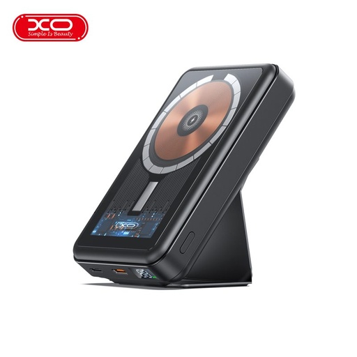 XO PR202 power bank 10000 mAh (Čierny) – magnetický, bezdrôtový rýchle nabíjanie 15W, PD 20W, priehľadný vyhotovenie