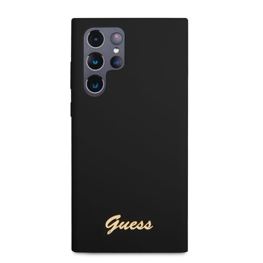 Samsung Galaxy S23 Ultra Guess Liquid Silicone Metal Logo puzdro (Čierny) - GUHCS23LSLSMK