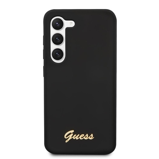 Samsung Galaxy S23+ Guess Liquid Silicone Metal Logo puzdro (Čierny) - GUHCS23MSLSMK