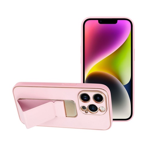 Apple iPhone 14 Pro koža ochranné puzdro vysúvací so stojanom, magnetický držiak do auta kompatibilný (Ružový)