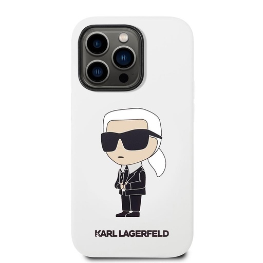 Apple iPhone 14 Pro Karl Lagerfeld Liquid Silicone Ikonický NFT puzdro (Biely) – KLHCP14LSNIKBCH
