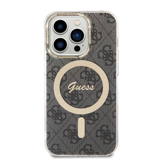 Apple iPhone 14 Pro Guess 4G IML MagSafe puzdro (Čierny) - GUHMP14LH4STK