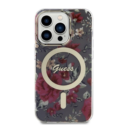 Apple iPhone 14 Pro Guess Flowers IML MagSafe puzdro (Khaki) - GUHMP14LHCFWSA