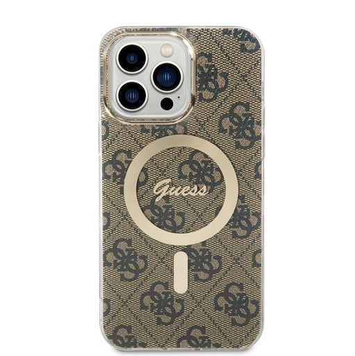 Apple iPhone 14 Pro Max Guess 4G IML MagSafe puzdro (Hnedý) - GUHMP14XH4STW