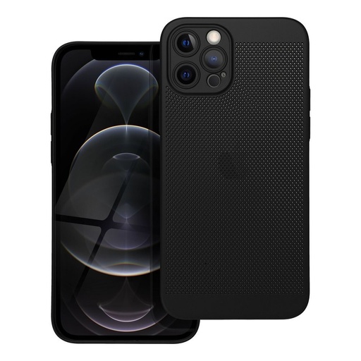 Apple iPhone 12 Pro Breezy perforovaný plastový zadný kryt (Čierny)
