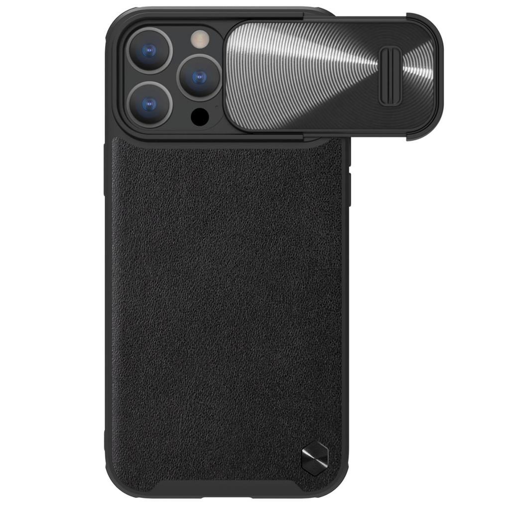 Apple iPhone 14 Pro Nillkin CamShield Leather S MagSafe hátlap tok (Fekete)