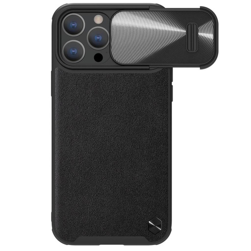 Apple iPhone 14 Pro Nillkin CamShield Leather S MagSafe zadný kryt (Čierny)