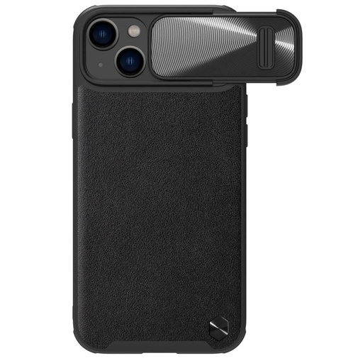 Apple iPhone 14 Nillkin CamShield Leather S MagSafe zadný kryt (Čierny)