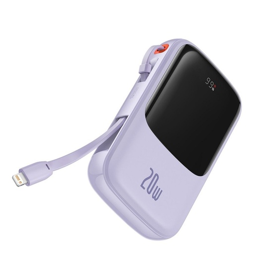 BASEUS QPow powerbanka, 10000mAH s kapacitou,20W nabíjací s výkonom, lightning s káblom fialový