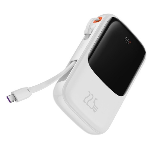 BASEUS QPow powerbanka, 10000mAH s kapacitou,22,5W nabíjací s výkonom, Type-C s káblom biely