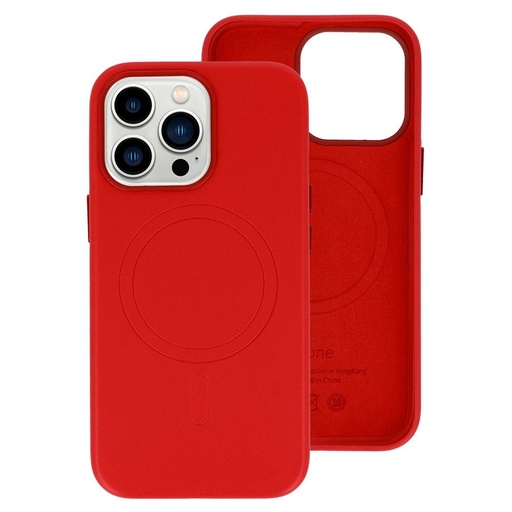 Apple iPhone 14 Pro Max magsafe leather zadný kryt (Červený)