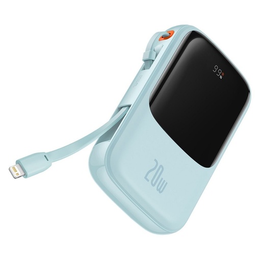 BASEUS QPow powerbanka, 10000mAH s kapacitou,20W nabíjací s výkonom, lightning s káblom modrý