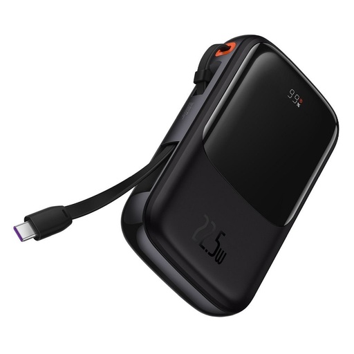 BASEUS QPow powerbanka, 10000mAH s kapacitou,22,5W nabíjací s výkonom, Type-C s káblom čierny
