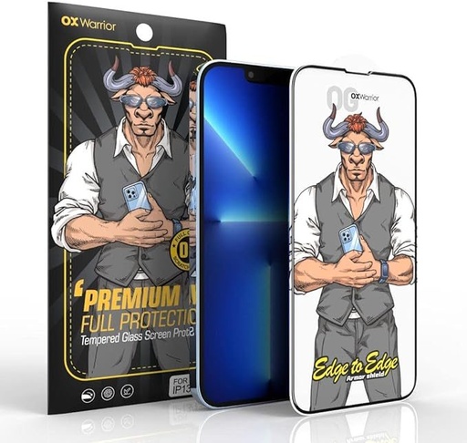 Apple iPhone 15 Plus OX Warrior Mr. Boxer flexibilný anti statický odolný ochranné sklo priehľadný (čierny s okrajom)