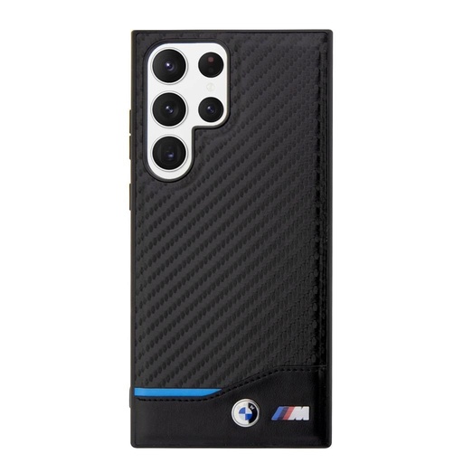 Samsung Galaxy S23 Ultra BMW M PU Carbon puzdro – Modrý Line (Čierny) - BMHCS23L22NBCK