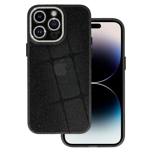 Apple iPhone 12 liquid glitter camera zadný kryt (Čierny)