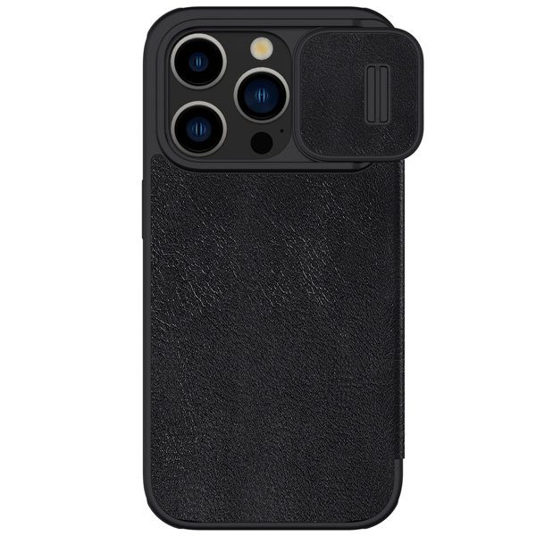Apple iPhone 15 Pro Max Nillkin Qin pro kameravédős notesz tok (Fekete)