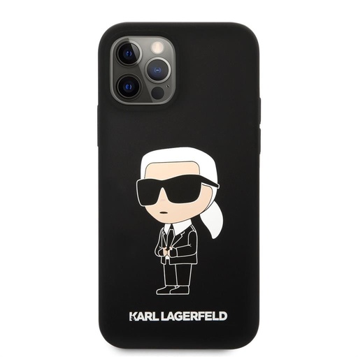 Apple iPhone 12/12 Pro Karl Lagerfeld Liquid Silicone Ikonický NFT puzdro (Čierny) – KLHCP12MSNIKBCK
