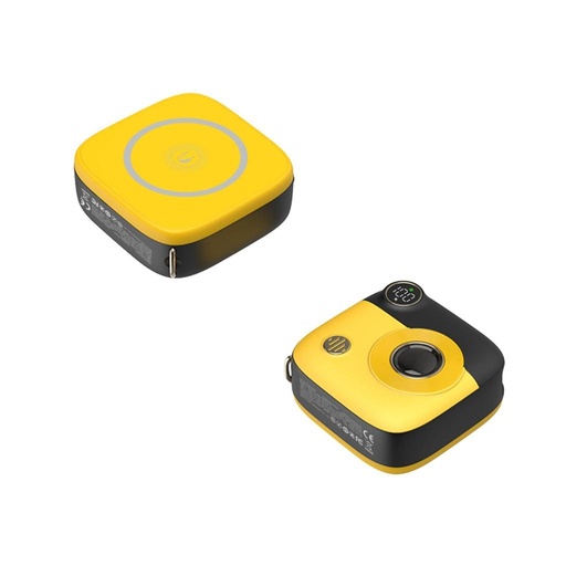 XO PR223 power bank 10000 mAh (Čierny–Žltý) – magnetický, mini, s kamerou vyhotovenie, digitálny displej
