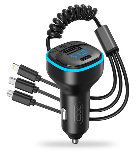 XO BCC07 FM transmitter, bluetooth, 3az1-be s nabíjacím káblom čierny