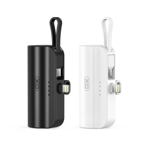XO PB304 power bank 3300 mAh (Biely) – mini, displej, držiak, vstavaný USB-C kábel