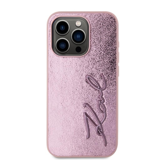 Apple iPhone 15 Pro Karl Lagerfeld Wrinkled Signature puzdro (Ružový) – KLHCP15LPFMFBKMP
