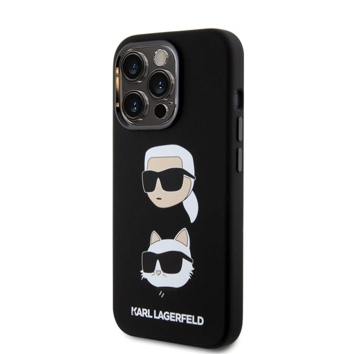 Apple iPhone 15 Pro Karl Lagerfeld Liquid Silicone Karl and Choupette Heads zadný kryt (Čierny - KLHCP15LSDHKCNK)