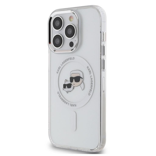 Apple iPhone 15 Pro Karl Lagerfeld IML K&CH Heads Metal Frame MagSafe puzdro (Priehľadný) – KLHMP15LHLSKCH