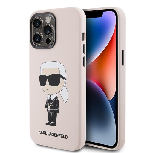 Apple iPhone 15 Pro Karl Lagerfeld Ikonický NFT Silicon puzdro (Ružový) – KLHCP15LSNIKBCP
