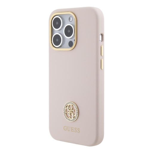 Apple iPhone 15 Pro Guess Liquid Silicone 4G Metal Logo puzdro (Ružový) - GUHCP15LM4DGPP