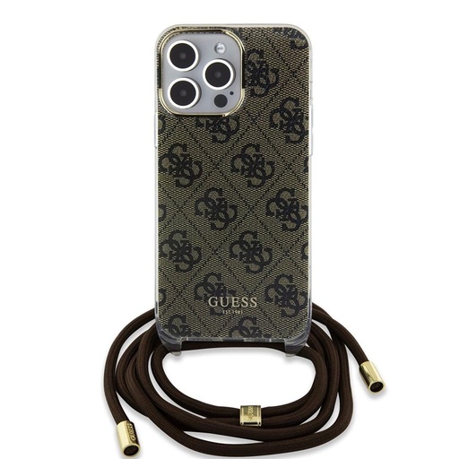 Apple iPhone 15 Pro Guess IML 4G Crossbody Strap puzdro (Hnedý) - GUHCP15LH4SEW