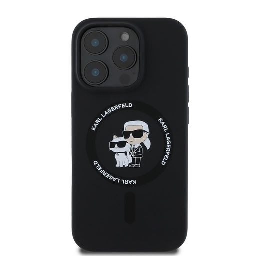 Apple iPhone 16 Pro Karl Lagerfeld Liquid Silicone Karl and Choupette MagSafe puzdro (Čierny) – KLHMP16LSCMKCRHK