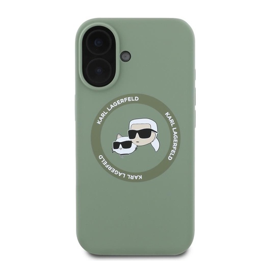 Apple iPhone 16 Karl Lagerfeld Liquid Silicone K&CH Heads MagSafe puzdro (Khaki) – KLHMP16SSKCHTCA