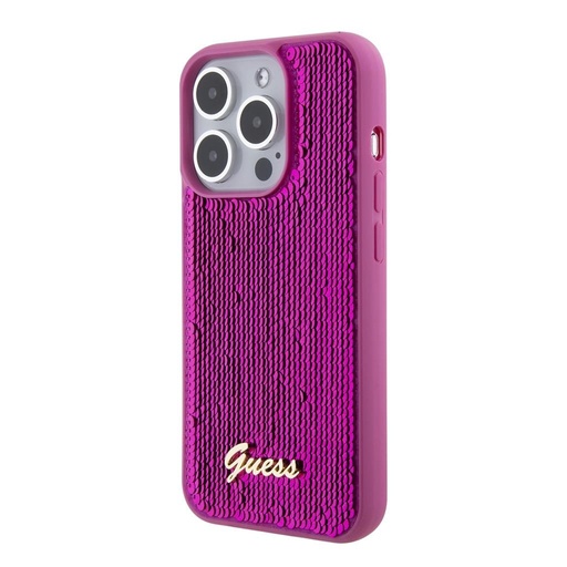 Apple iPhone 15 Guess Sequin Script Logo puzdro (Magenta) - GUHCP15SPSFDGSF
