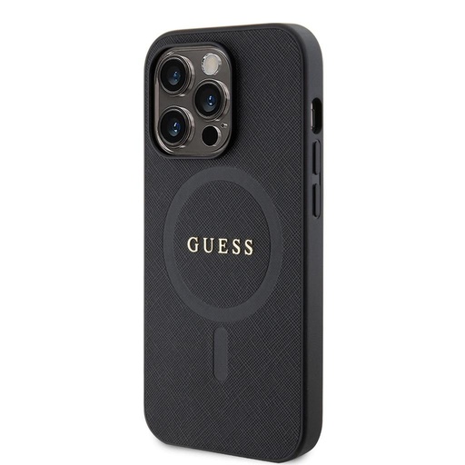 Apple iPhone 15 Pro Guess PU Saffiano MagSafe puzdro (Čierny) - GUHMP15LPSAHMCK