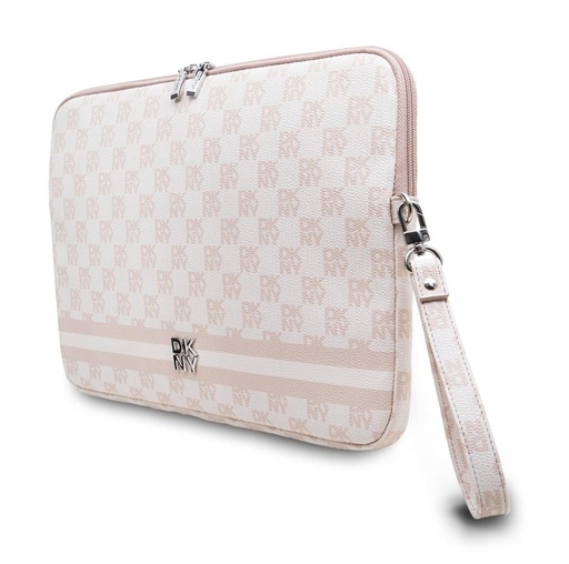 DKNY PU Leather Checkered Pattern and Stripe Laptop puzdro 13" - 14" (Ružový - DKCS14PVSHLP)