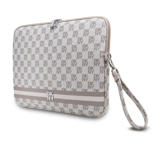 DKNY PU Leather Checkered Pattern and Stripe Laptop puzdro 13" - 14" (Béžový - DKCS14PVSHLE)