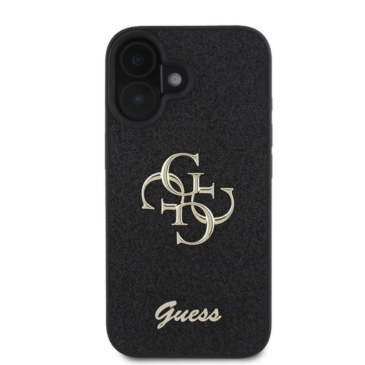 Apple iPhone 16 Guess PU Fixed Glitter 4G Metal Logo puzdro (Čierny) - GUHCP16SHG4SGK