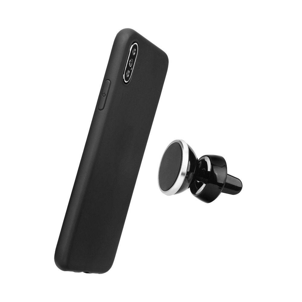 Apple iPhone 16 Plus liquid silicone mágneses autós tartó kompatibilis hátlap tok (Fekete)