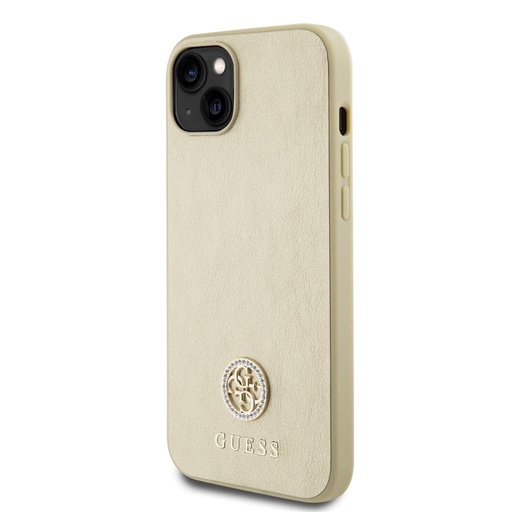 Apple iPhone 15 Guess PU 4G Strass Metal Logo puzdro (Zlatý) - GUHCP15SPS4DGPD
