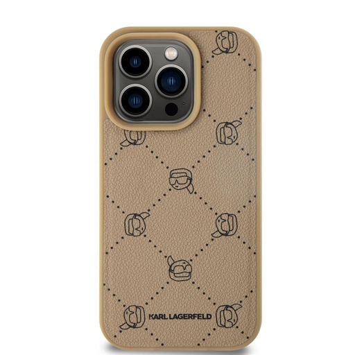 Apple iPhone 15 Pro Max Karl Lagerfeld PU Karl Heads Pattern MagSafe puzdro (Béžový) – KLHMP15XPGKHPHE