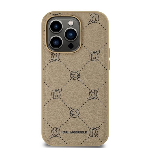 Apple iPhone 14 Pro Max Karl Lagerfeld PU Karl Heads Pattern MagSafe puzdro (Béžový) – KLHMP14XPGKHPHE