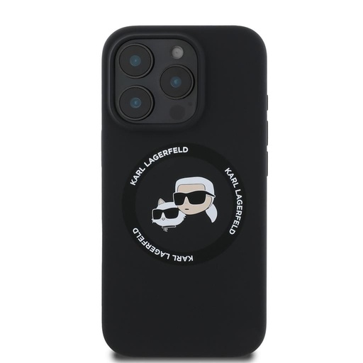 Apple iPhone 16 Pro Max Karl Lagerfeld Liquid Silicone K&CH Heads MagSafe puzdro (Čierny) – KLHMP16XSKCHTCK