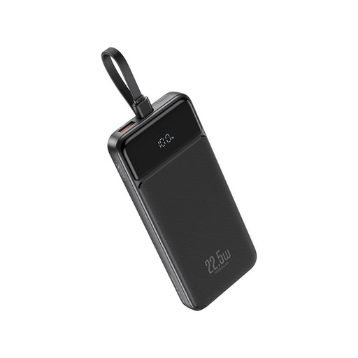 XO PR274 power bank 10000 mAh (Čierny) – digitálny displej, PD 20W + QC 22.5W, 3 vstavaný kábel (2× USB-C, 1× Lightning)