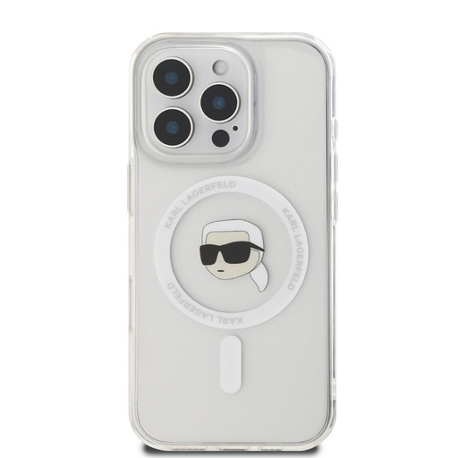 Apple iPhone 16 Pro Max Karl Lagerfeld IML Karl Head Metal Frame MagSafe puzdro (Priehľadný) - KLHMP16XHLSKIH