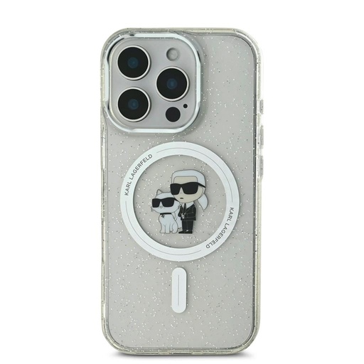 Apple iPhone 16 Pro Max Karl Lagerfeld IML Glitter Karl and Choupette MagSafe puzdro (Priehľadný) - KLHMP16XHGKCNOT