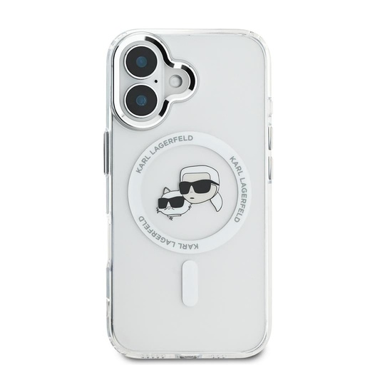 Apple iPhone 16 Karl Lagerfeld IML K&CH Heads Metal Frame MagSafe puzdro (Priehľadný) - KLHMP16SHLSKCH