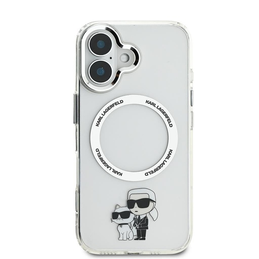 Apple iPhone 16 Karl Lagerfeld IML Karl and Choupette MagSafe puzdro (Priehľadný) - KLHMP16SHNKCIT