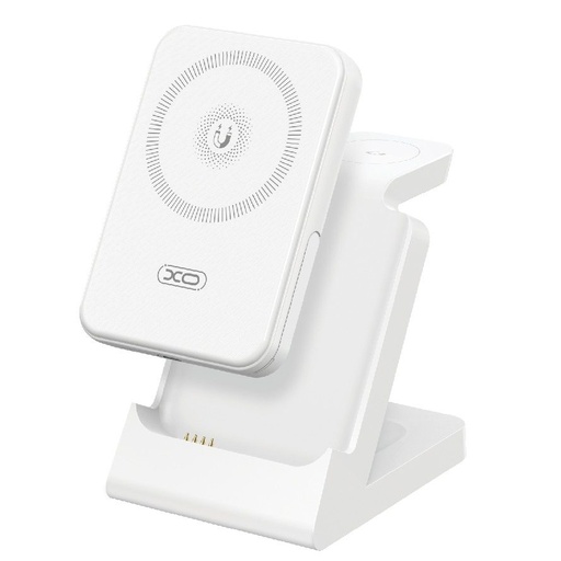 XO CX033 bezdrôtový 3in1 nabíjačka a power bank 5000mAh 15W (Biely)